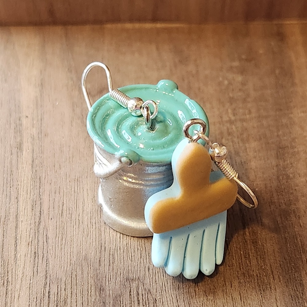 Paint Bucket Paintbrush Earrings Artist Painter Jewelry Handmade NWOT